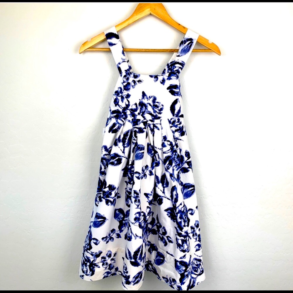Helena White and Navy Blue Floral Formal Dress for Girls